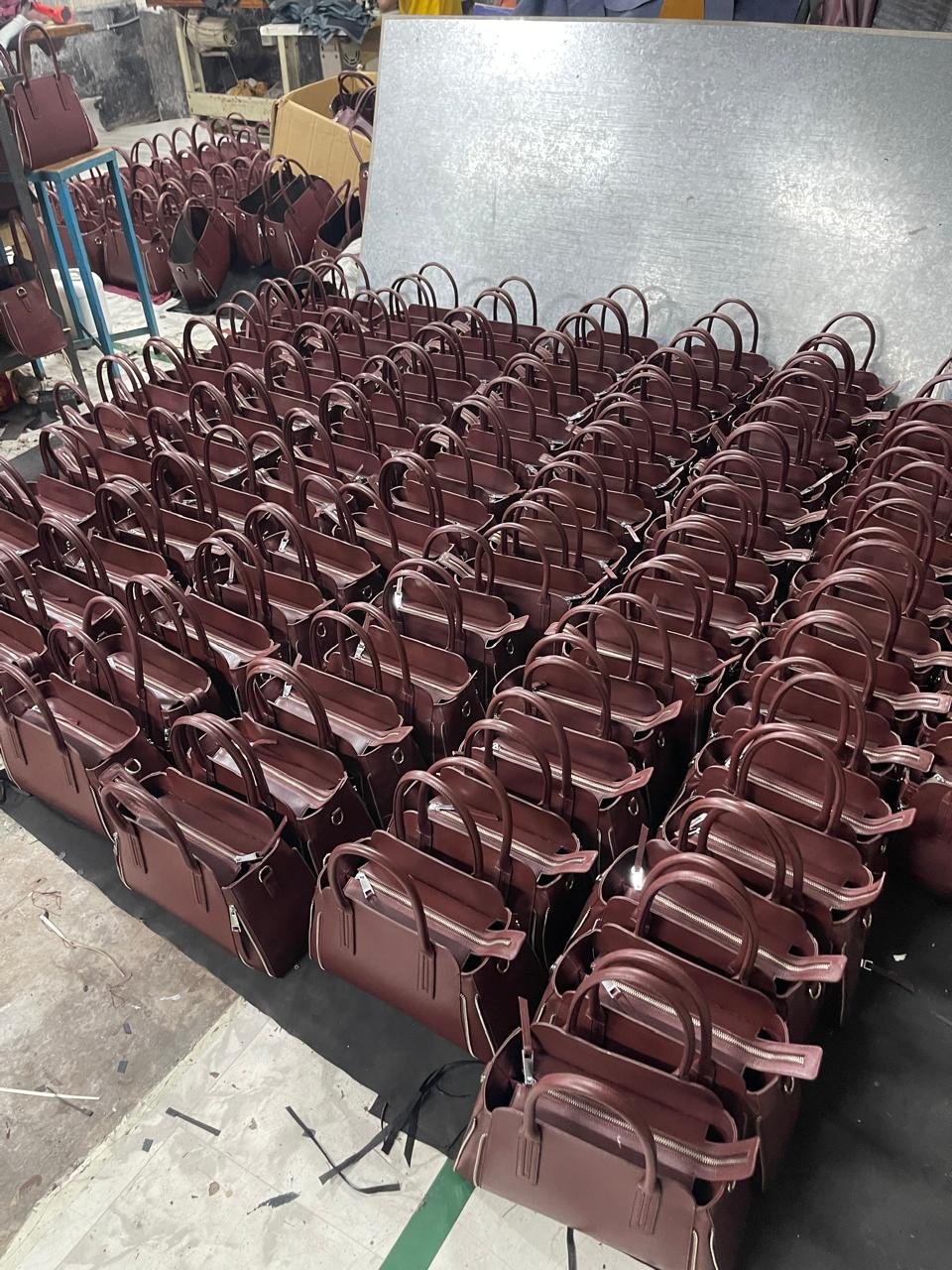 Bulk Manufactured Leather Handbags Ready for Packaging - PoshPatternBD